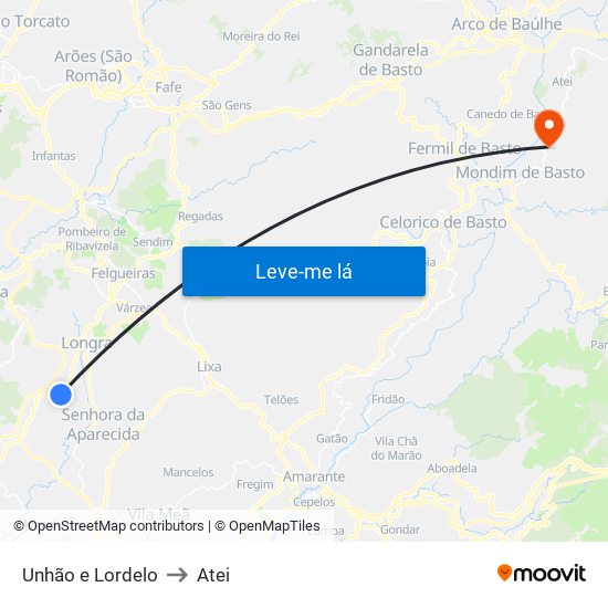 Unhão e Lordelo to Atei map