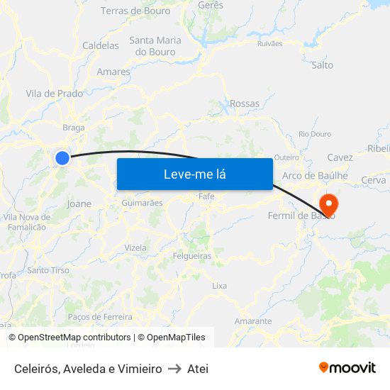Celeirós, Aveleda e Vimieiro to Atei map
