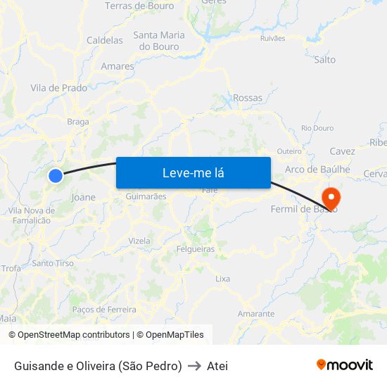 Guisande e Oliveira (São Pedro) to Atei map