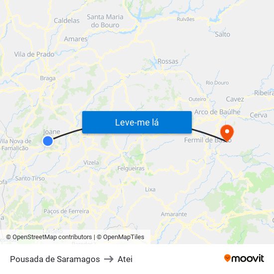 Pousada de Saramagos to Atei map