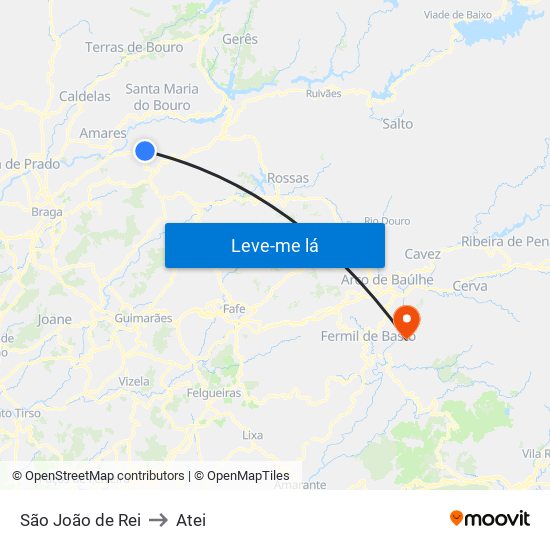 São João de Rei to Atei map