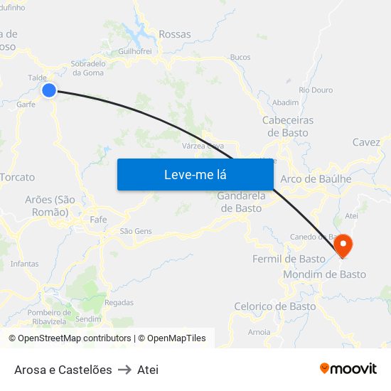 Arosa e Castelões to Atei map