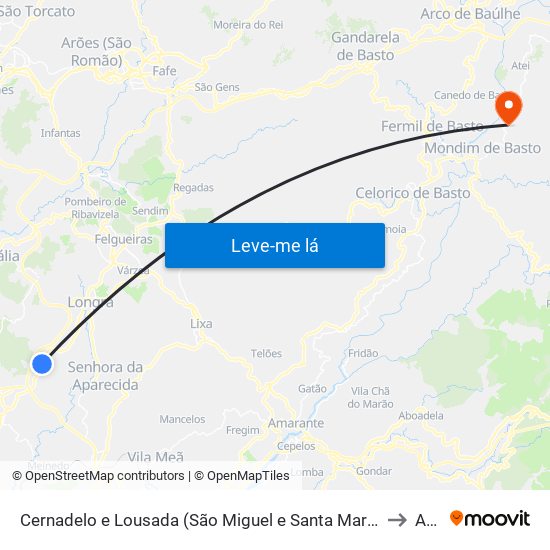 Cernadelo e Lousada (São Miguel e Santa Margarida) to Atei map