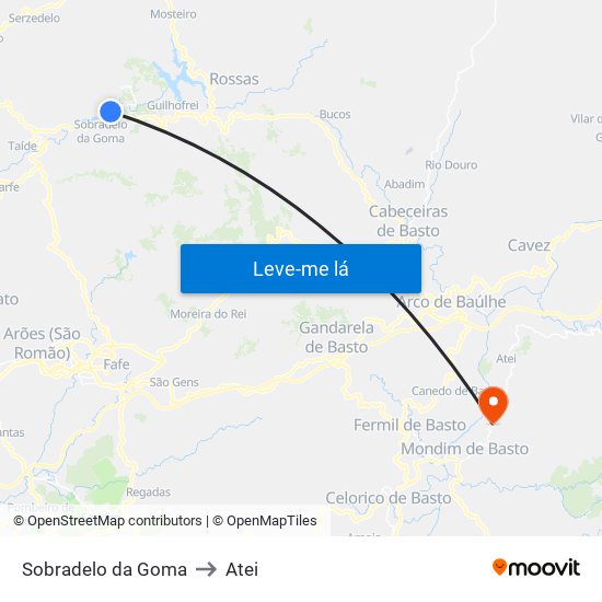 Sobradelo da Goma to Atei map