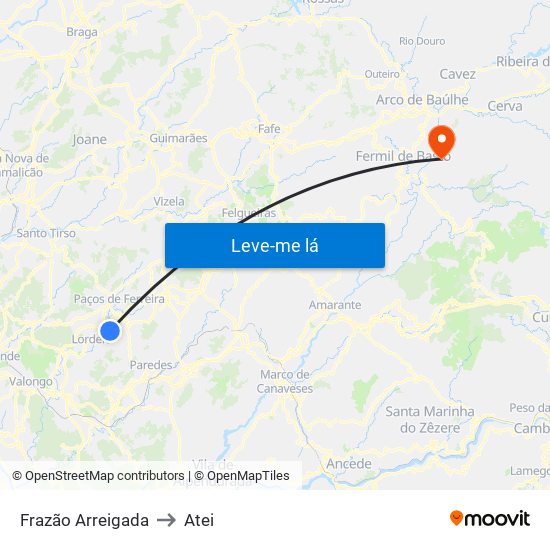 Frazão Arreigada to Atei map