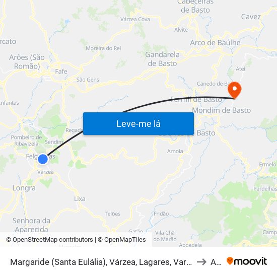 Margaride (Santa Eulália), Várzea, Lagares, Varziela e Moure to Atei map