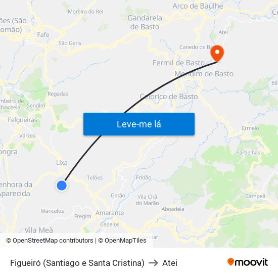 Figueiró (Santiago e Santa Cristina) to Atei map