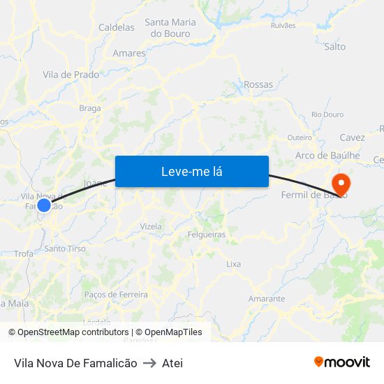 Vila Nova De Famalicão to Atei map