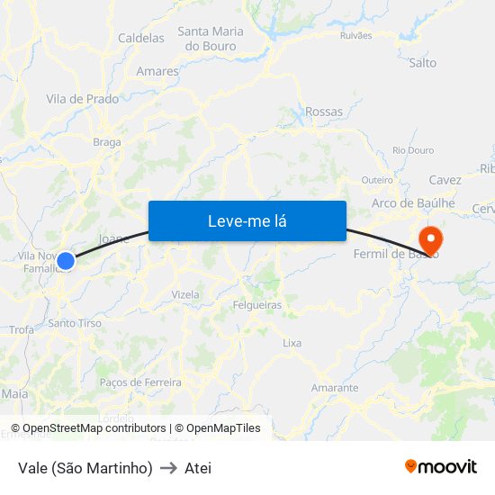 Vale (São Martinho) to Atei map