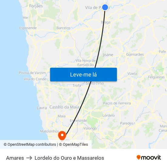 Amares to Lordelo do Ouro e Massarelos map