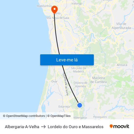 Albergaria-A-Velha to Lordelo do Ouro e Massarelos map