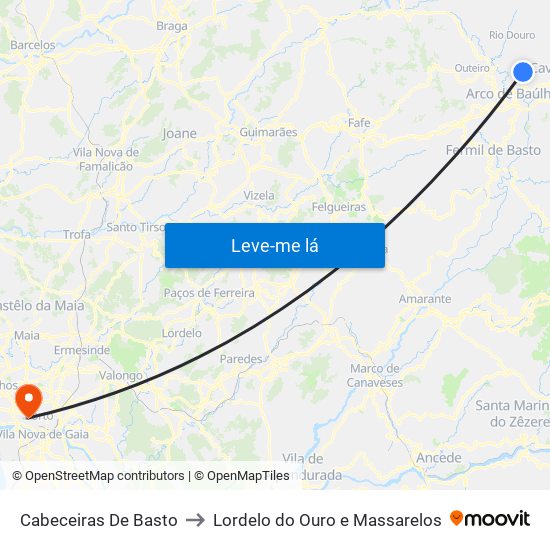 Cabeceiras De Basto to Lordelo do Ouro e Massarelos map