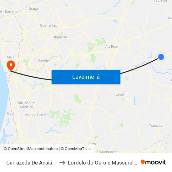 Carrazeda De Ansiães to Lordelo do Ouro e Massarelos map