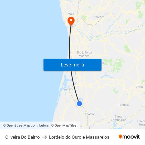 Oliveira Do Bairro to Lordelo do Ouro e Massarelos map