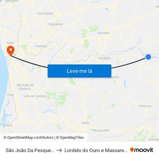 São João Da Pesqueira to Lordelo do Ouro e Massarelos map