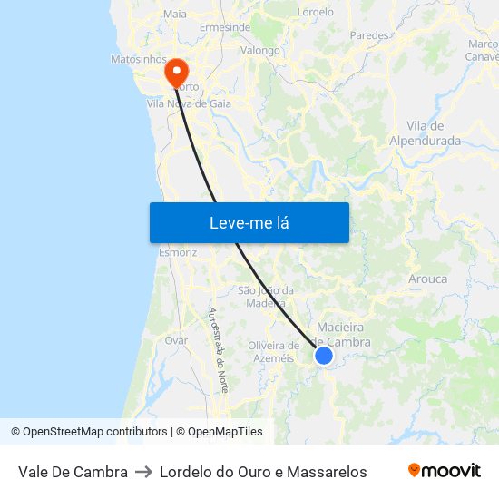 Vale De Cambra to Lordelo do Ouro e Massarelos map
