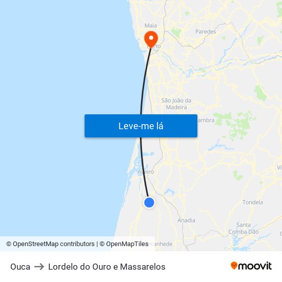 Ouca to Lordelo do Ouro e Massarelos map