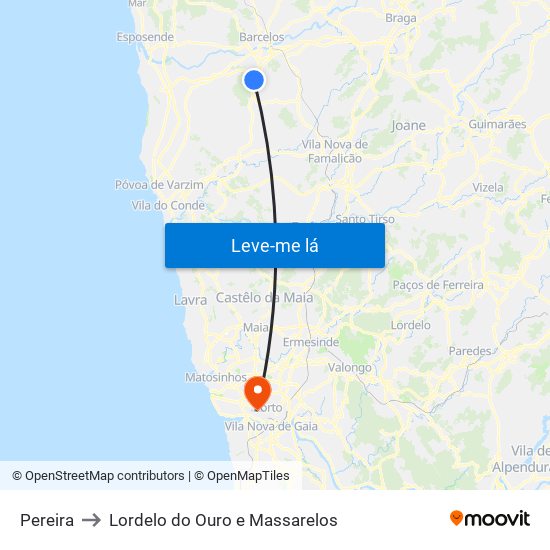 Pereira to Lordelo do Ouro e Massarelos map