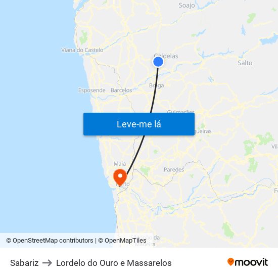 Sabariz to Lordelo do Ouro e Massarelos map