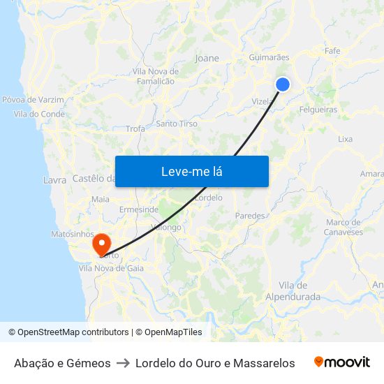 Abação e Gémeos to Lordelo do Ouro e Massarelos map