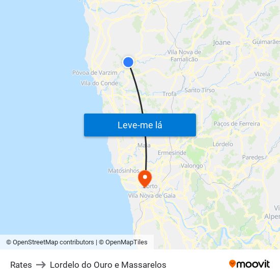 Rates to Lordelo do Ouro e Massarelos map