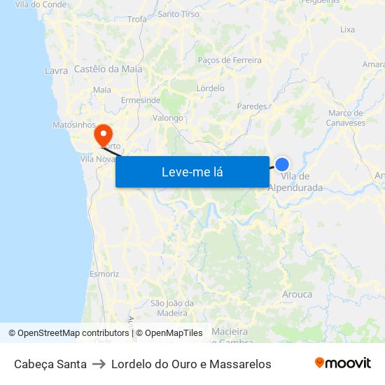 Cabeça Santa to Lordelo do Ouro e Massarelos map