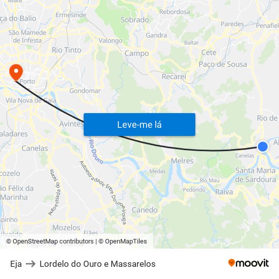 Eja to Lordelo do Ouro e Massarelos map