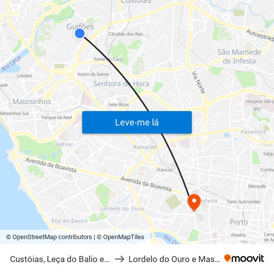 Custóias, Leça do Balio e Guifões to Lordelo do Ouro e Massarelos map