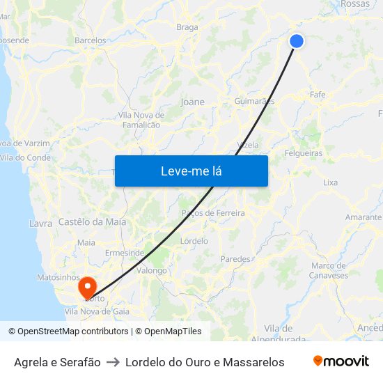 Agrela e Serafão to Lordelo do Ouro e Massarelos map