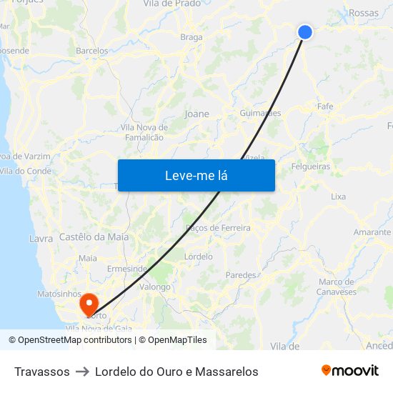 Travassos to Lordelo do Ouro e Massarelos map