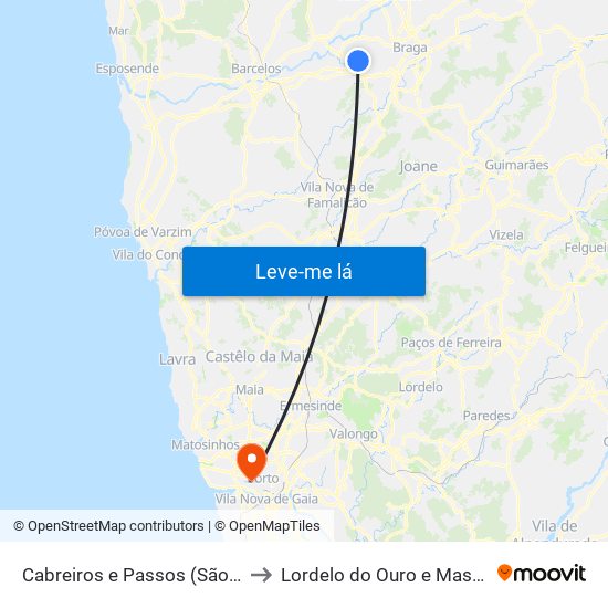 Cabreiros e Passos (São Julião) to Lordelo do Ouro e Massarelos map
