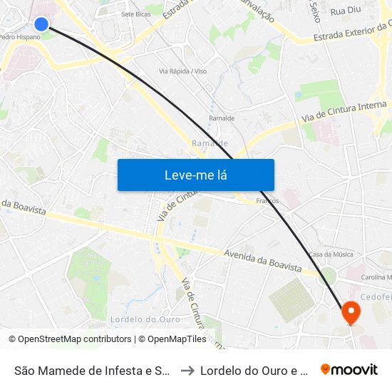 São Mamede de Infesta e Senhora da Hora to Lordelo do Ouro e Massarelos map