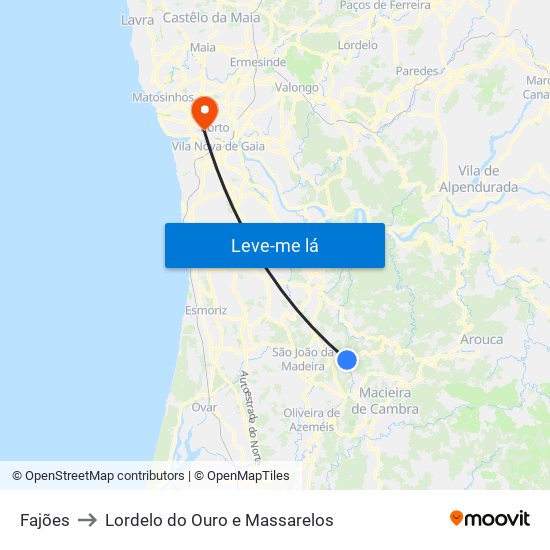 Fajões to Lordelo do Ouro e Massarelos map