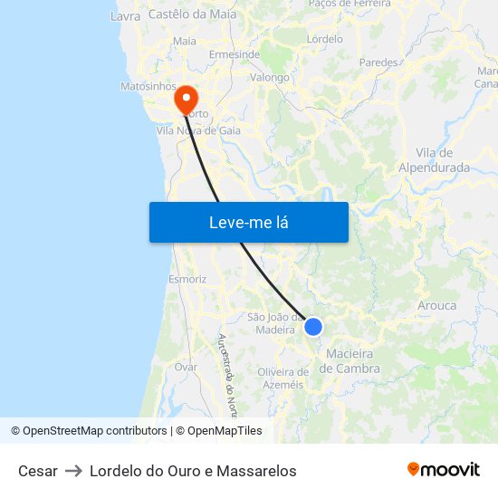 Cesar to Lordelo do Ouro e Massarelos map