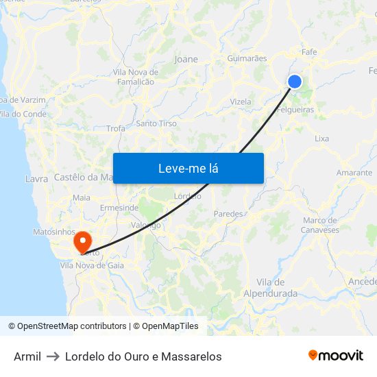 Armil to Lordelo do Ouro e Massarelos map