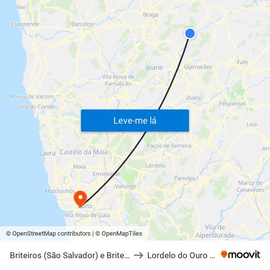 Briteiros (São Salvador) e Briteiros (Santa Leocádia) to Lordelo do Ouro e Massarelos map