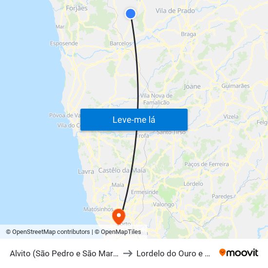 Alvito (São Pedro e São Martinho) e Couto to Lordelo do Ouro e Massarelos map