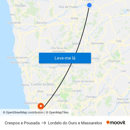 Crespos e Pousada to Lordelo do Ouro e Massarelos map