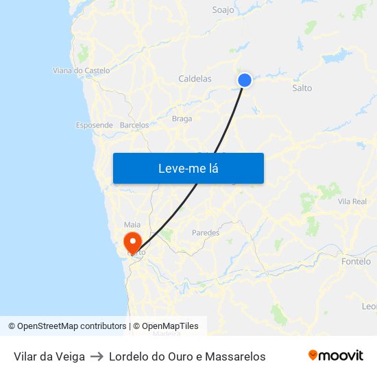 Vilar da Veiga to Lordelo do Ouro e Massarelos map