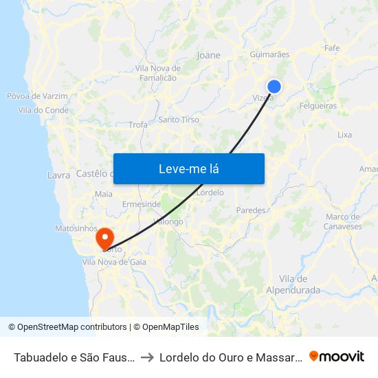 Tabuadelo e São Faustino to Lordelo do Ouro e Massarelos map