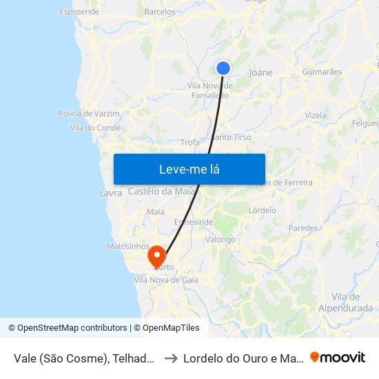 Vale (São Cosme), Telhado e Portela to Lordelo do Ouro e Massarelos map