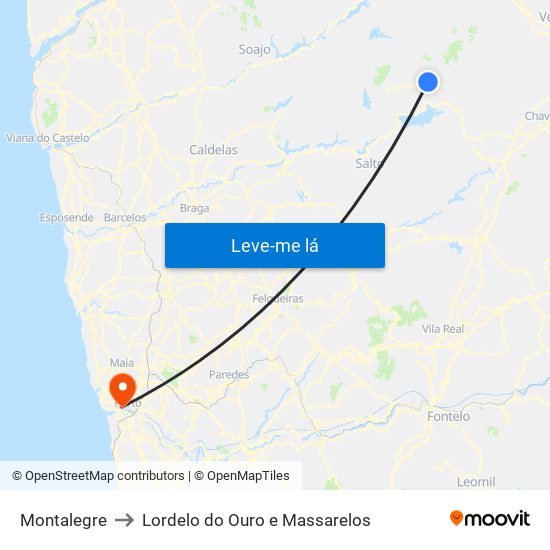 Montalegre to Lordelo do Ouro e Massarelos map