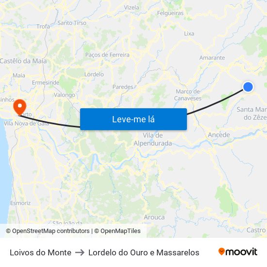 Loivos do Monte to Lordelo do Ouro e Massarelos map