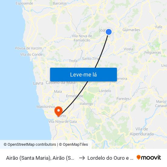 Airão (Santa Maria), Airão (São João) e Vermil to Lordelo do Ouro e Massarelos map
