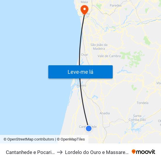 Cantanhede e Pocariça to Lordelo do Ouro e Massarelos map