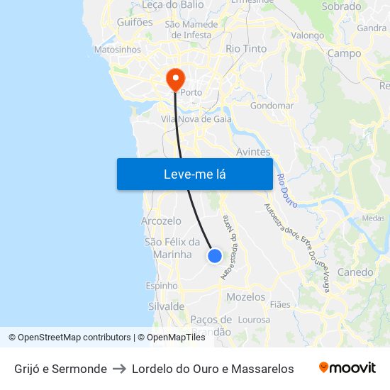 Grijó e Sermonde to Lordelo do Ouro e Massarelos map