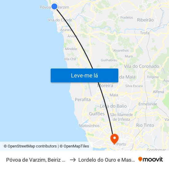 Póvoa de Varzim, Beiriz e Argivai to Lordelo do Ouro e Massarelos map