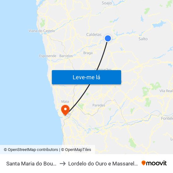 Santa Maria do Bouro to Lordelo do Ouro e Massarelos map