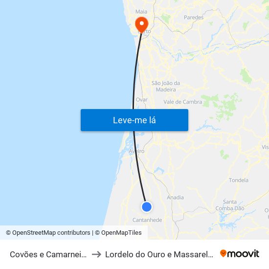 Covões e Camarneira to Lordelo do Ouro e Massarelos map