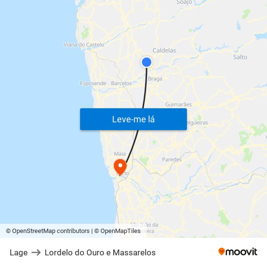 Lage to Lordelo do Ouro e Massarelos map